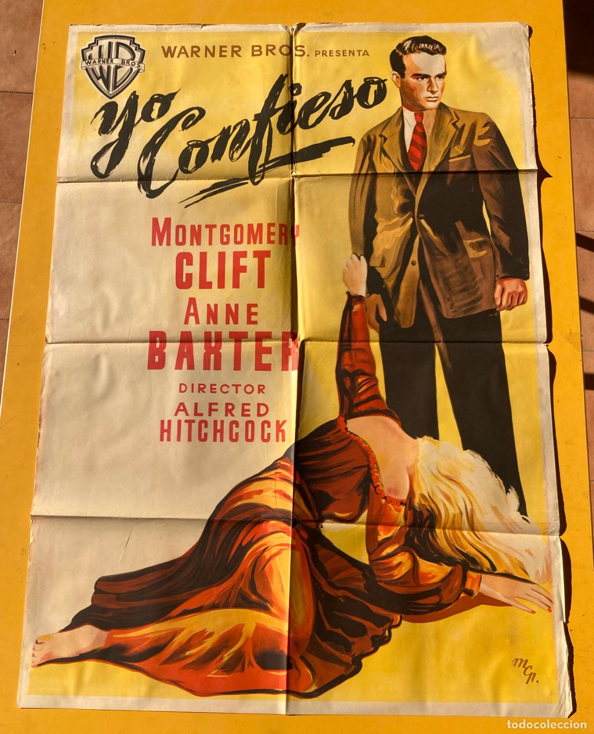 Cine: POSTER ORIGINAL, YO CONFIESO - ALFRED HITCHCOCK