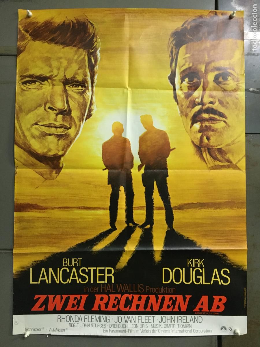 Cinema: AEX92 DUELO DE TITANES BURT LANCASTER KIRK DOUGLAS POSTER ORIGINAL 60X84 ALEMAN h0