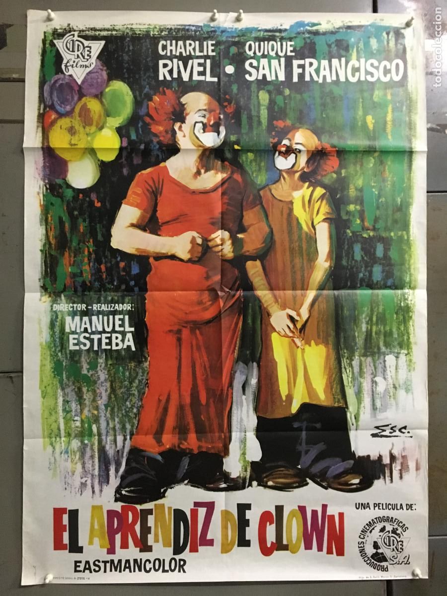 Cine: AEX94 CHARLIE RIVEL EL APRENDIZ DE CLOWN CIRCO POSTER ORIGINAL 70X100 estreno h0
