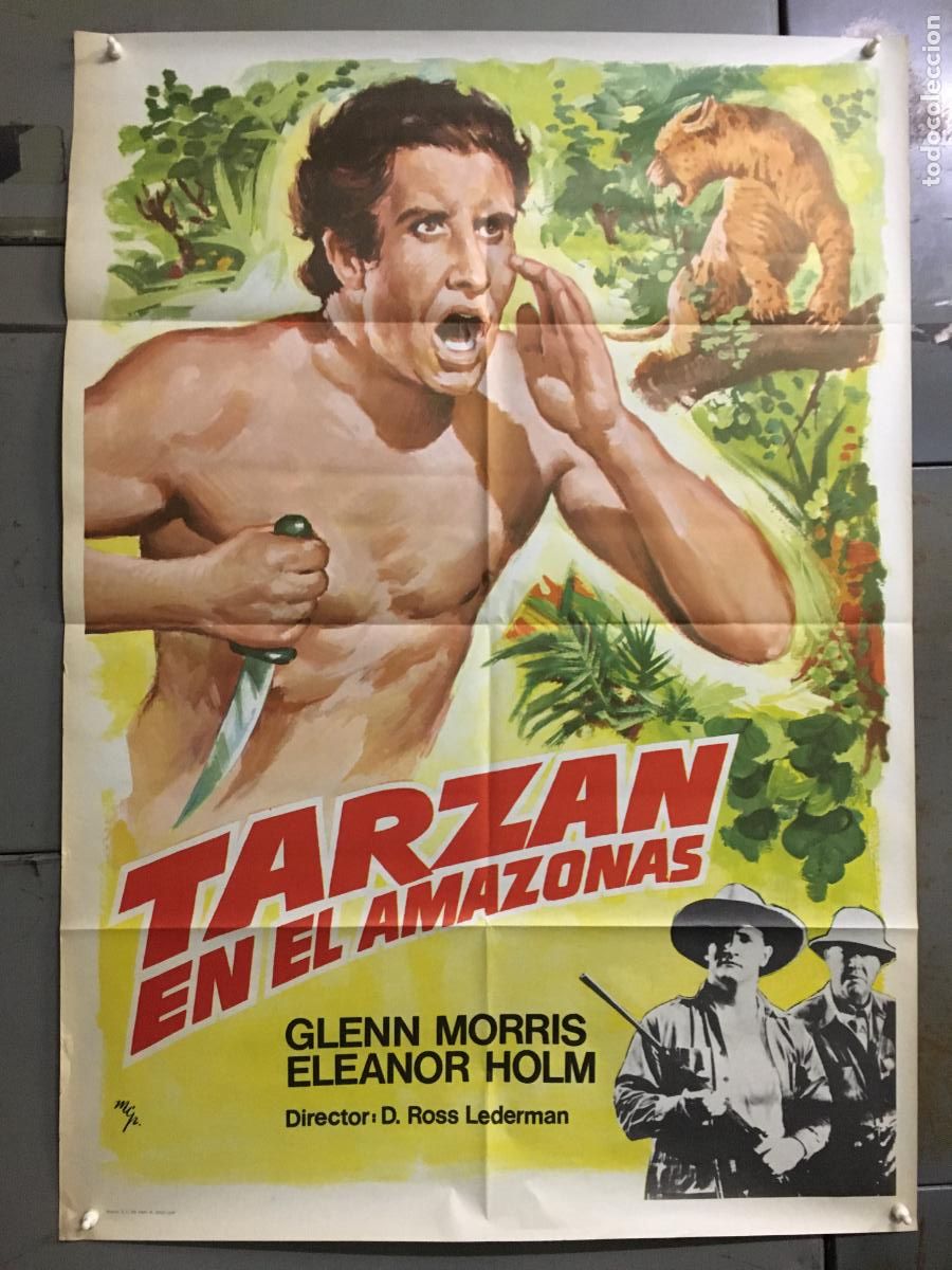 Cine: AEX97 TARZAN EN EL AMAZONAS GLENN MORRIS POSTER ORIGINAL 70X100 ESTRENO h0