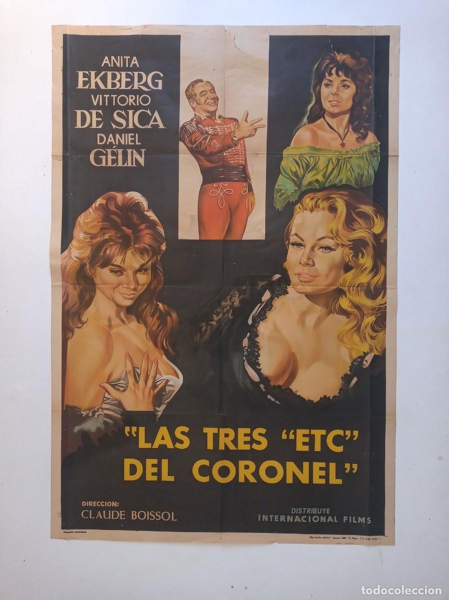 Cine: Los tres etc&eacute;teras del coronel (1960) cartel argentino 75 X 110 litografico DE SICA ANITA EKBERG