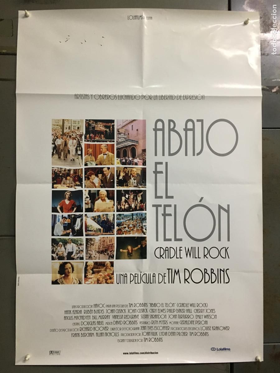 Cine: AEY05 ABAJO EL TELON TIM ROBBINS POSTER ORIGINAL 70X100 ESTRENO h1