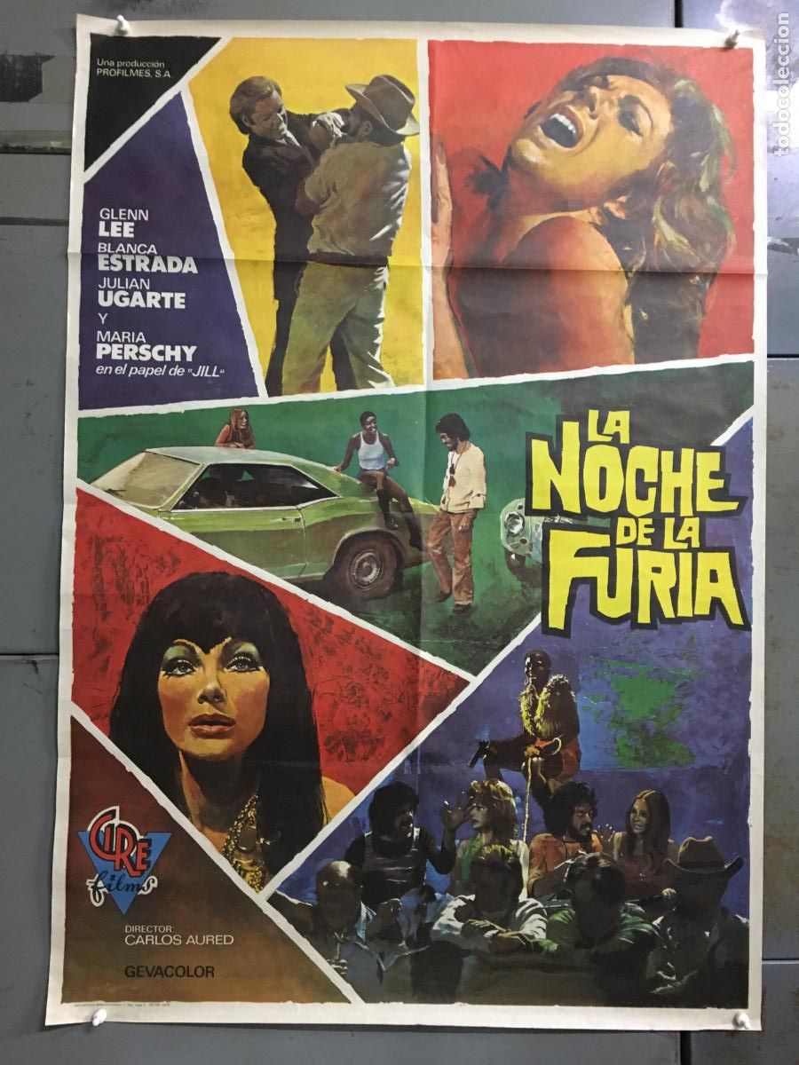 Cine: AEY13 LA NOCHE DE LA FURIA CARLOS AURED POSTER ORIGINAL 70X100 ESTRENO h0
