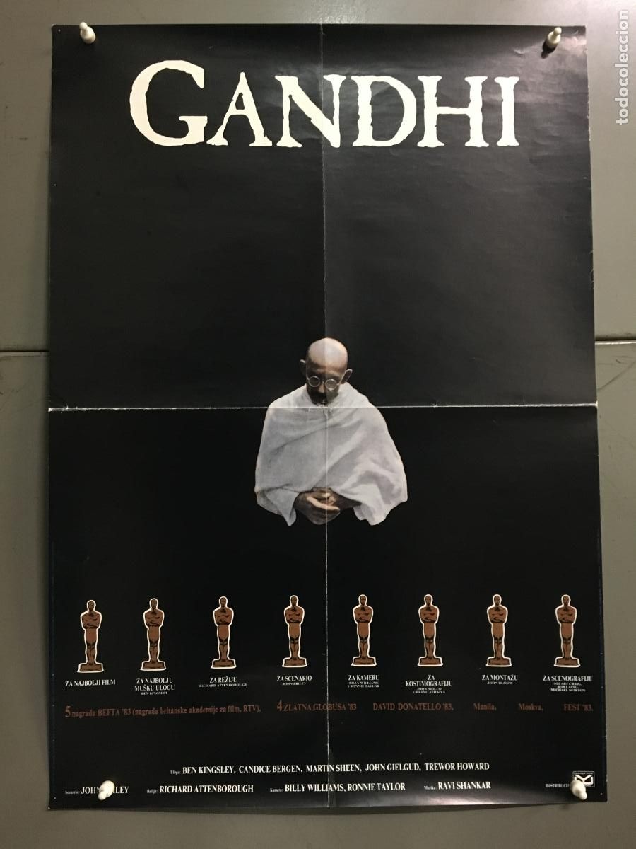 Cine: AEY22 GANDHI RICHARD ATTENBOROUGH BEN KINGSLEY POSTER ORIGINAL YUGOSLAVO 49X69 h0