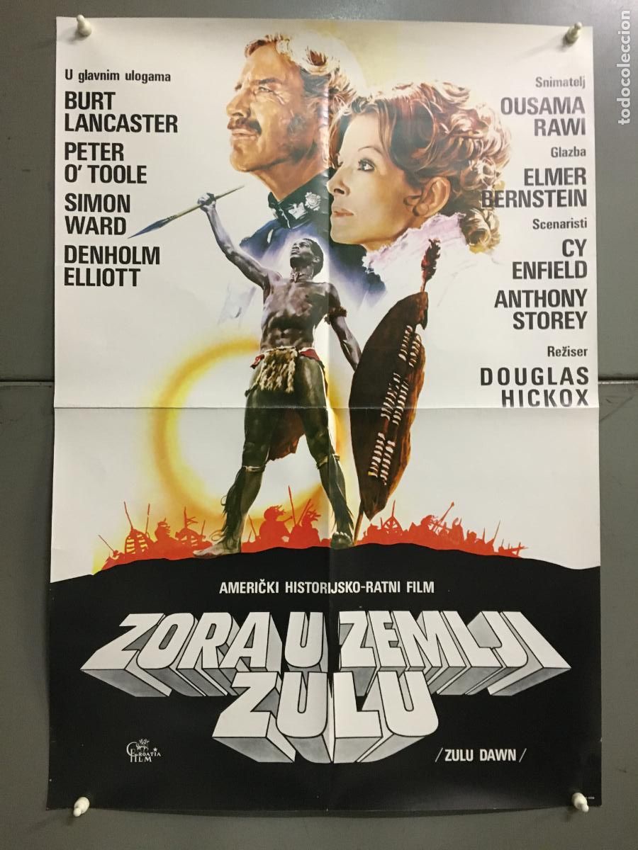 Cine: AEY23 AMANECER ZULU BURT LANCASTER PETER O'TOOLE POSTER ORIGINAL YUGOSLAVO 49X70 h0