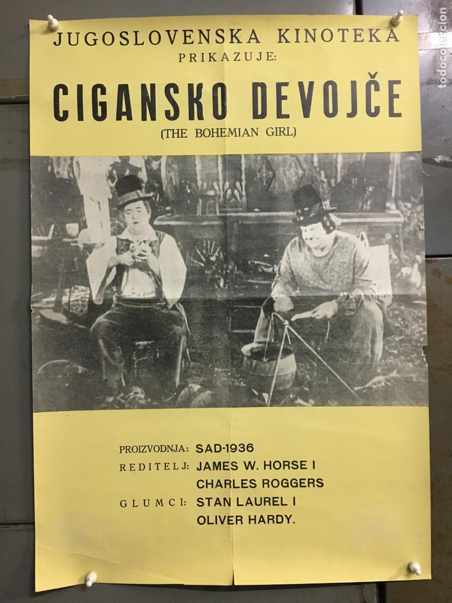 Cine: AEY26 UN PAR DE GITANOS STAN LAUREL OLIVER HARDY POSTER ORIGINAL YUGOSLAVO 47X68 h0