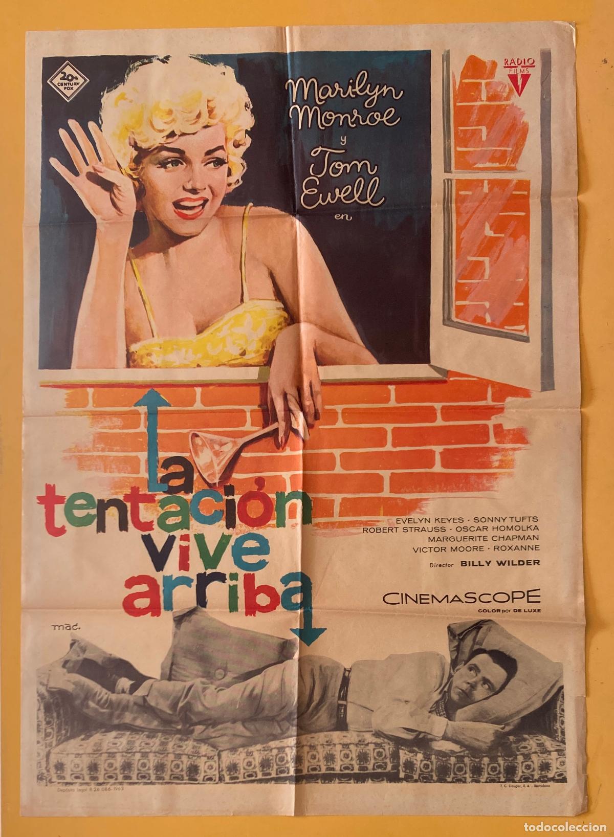 Cine: POSTER ORIGINAL, LA TENTACION VIVE ARRIBA - MARILYN MONROE