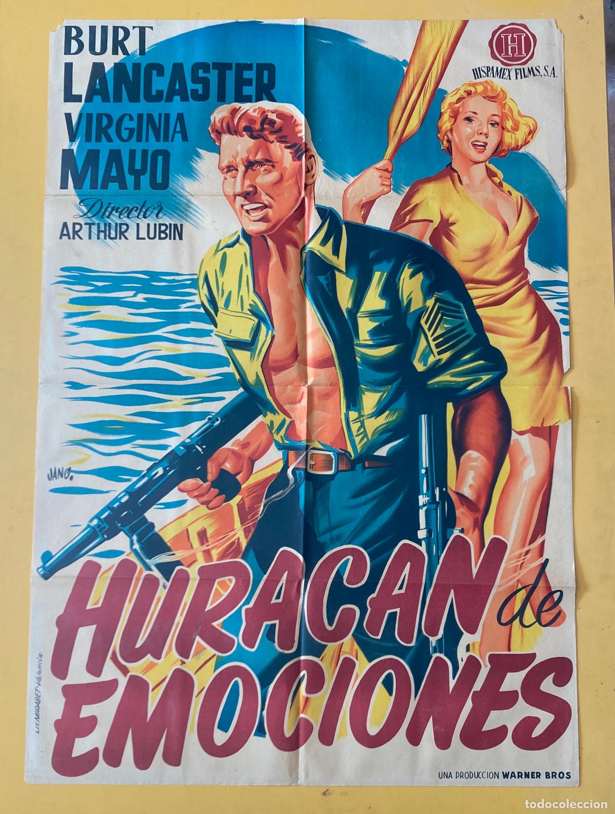 Cine: POSTER ORIGINAL, HURACAN DE EMOCIONES - BURT LANCASTER, VIRGINIA MAYO