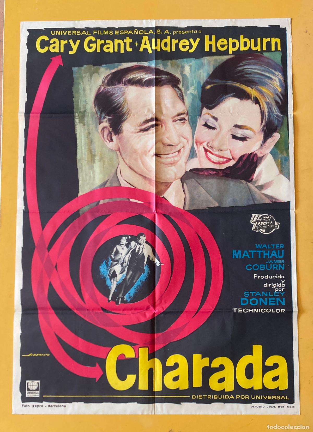 Cine: POSTER ORIGINAL, CHARADA - CARY GRANT, AUDREY HEPBURN