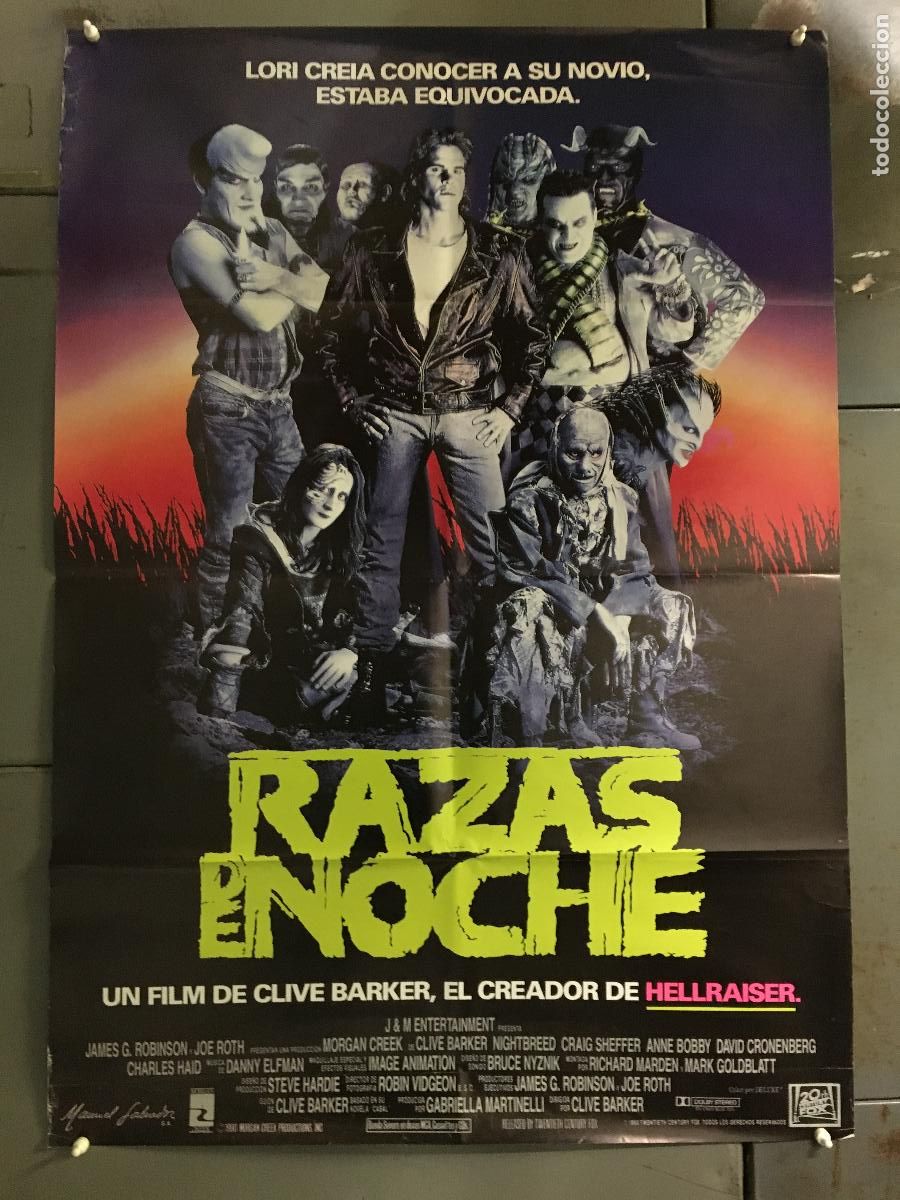 Cine: AEY57 RAZAS DE NOCHE CLIVE BARKER POSTER ORIGINAL ESTRENO 70X100 h0