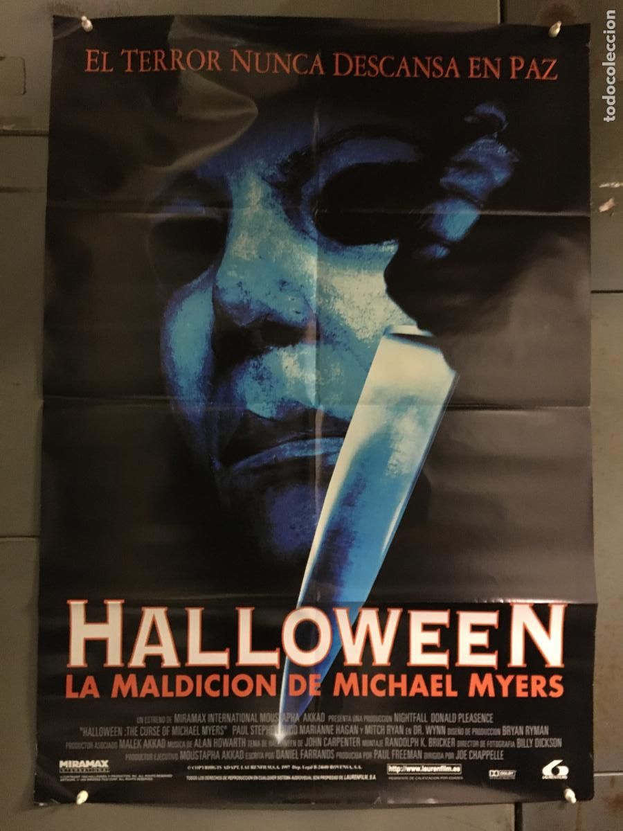 Cine: AEY62 HALLOWEEN 6 LA MALDICION DE MICHAEL MYERS POSTER ORIGINAL 70X100 ESTRENO h0