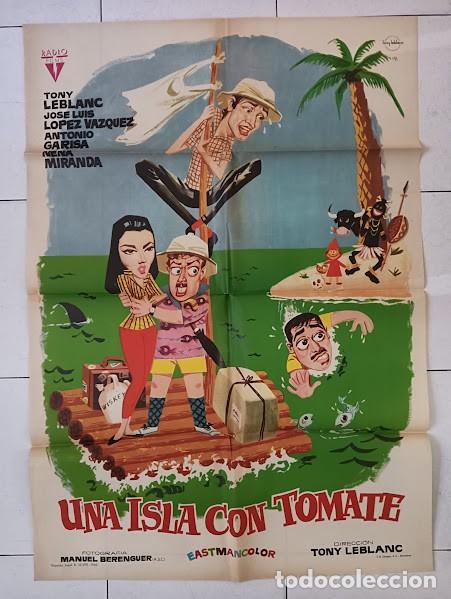 Cine: VKD 2113 UNA ISLA CON TOMATE TONY LEBLANC ANTONIO GARISA POSTER ORIGINAL 70X100 ESTRENO