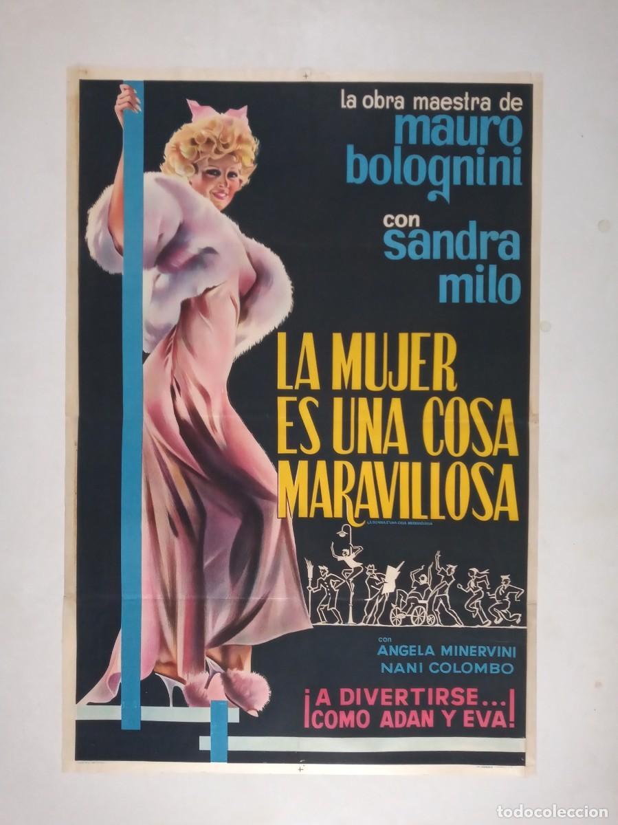 Cine: LA MUJER ES UNA COSA MARAVILLOSA (1964) cartel argentino 75X110 litografico SANDRA MILO