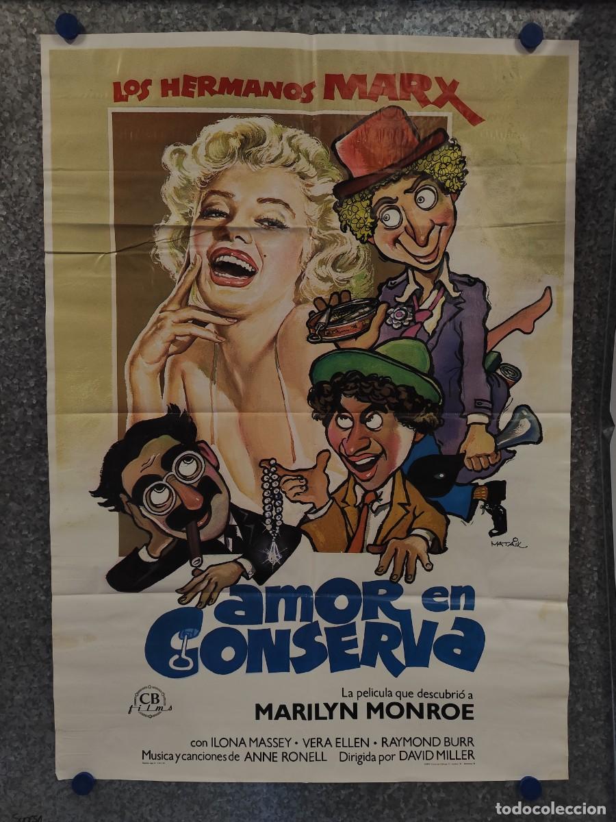 Cine: AMOR EN CONSERVA. Marilyn Monroe, hermanos marx. a&ntilde;o 1983. POSTER ORIGINAL