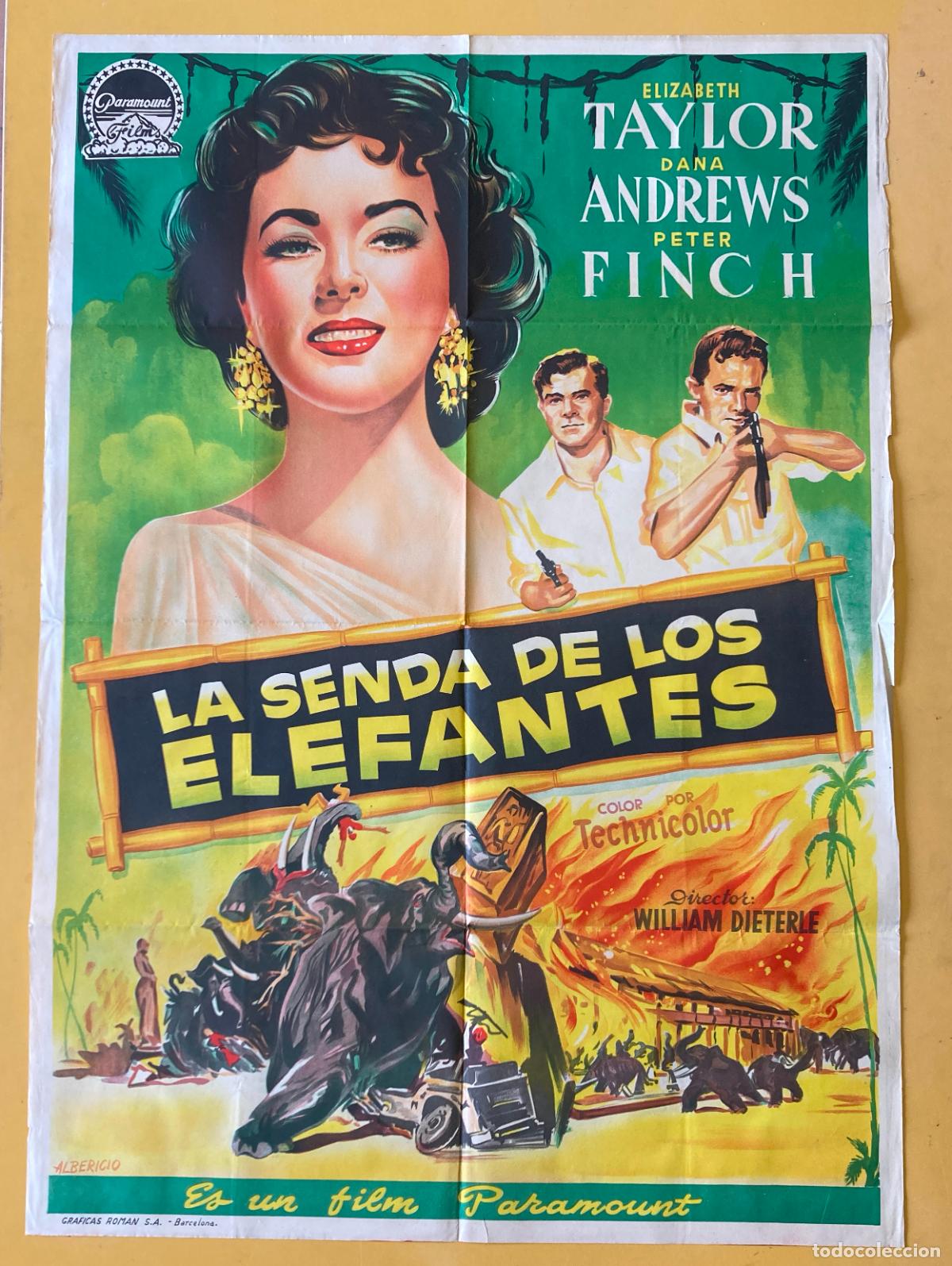 Cine: POSTER ORIGINAL, LA SENDA DE LOS ELEFANTES - ELIZABETH TAYLOR