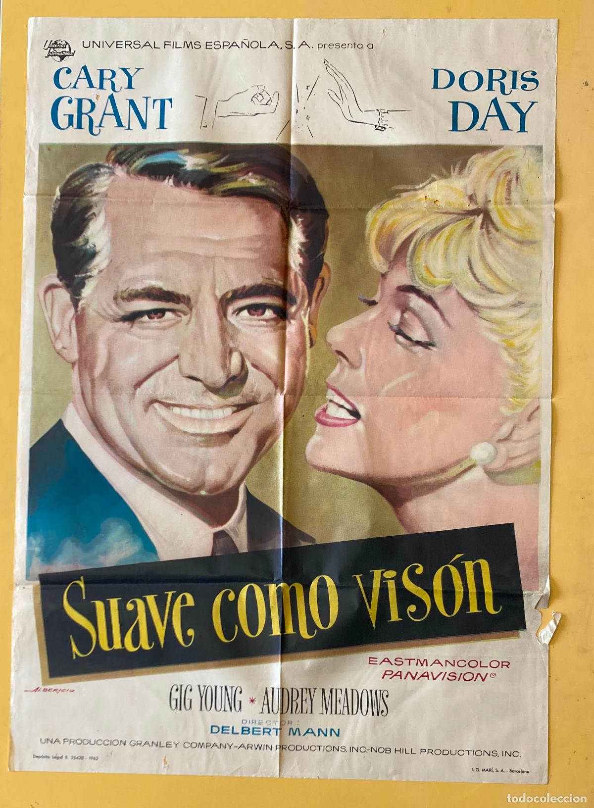 Cine: POSTER ORIGINAL, SUAVE COMO VISOM - CARY GRANT, DORIS DAY