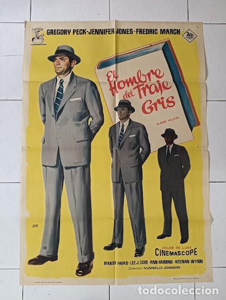 Cine: SMP 2131 EL HOMBRE DEL TRAJE GRIS GREGORY PECK JENNIFER JONES JANO POSTER ORIGINAL 70X100 ESTRENO