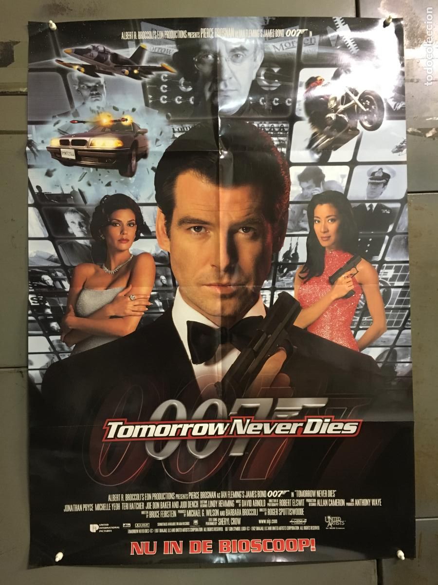 Cine: AEZ21 EL MA&Ntilde;ANA NUNCA MUERE JAMES BOND 007 PIERCE BROSNAN POSTER ORIGINAL HOLANDES 70X100 h0
