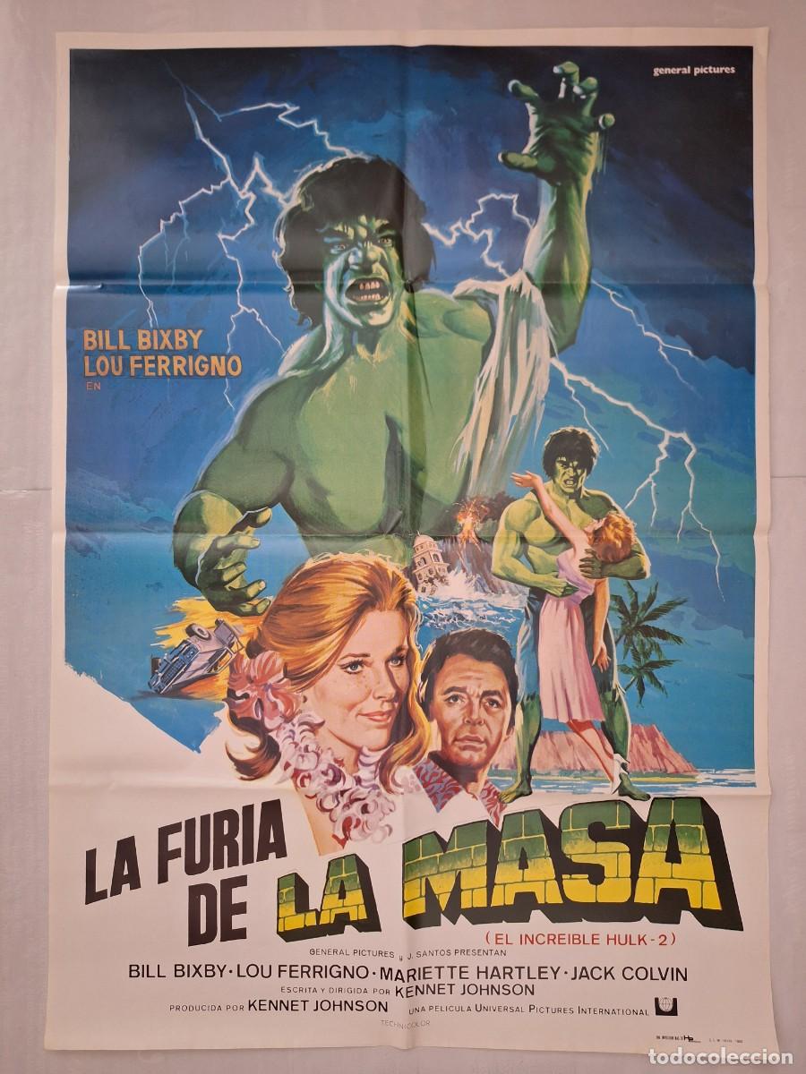 Cine: ANTIGUO CARTEL CINE LA FURIA DE LA MASA BILL BIXBY LOU FERRIGNO 1983 P-1779 RV