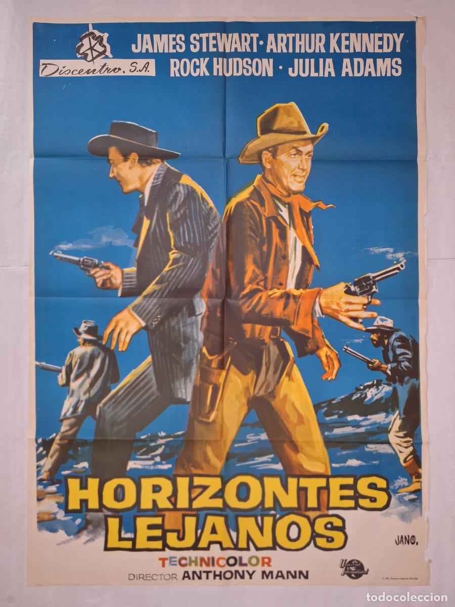 Cine: ANTIGUO CARTEL CINE HORIZONTES LEJANOS JAMES STEWART ROCK HUDSON A&Ntilde;O 1966 JANO P-1785 RV