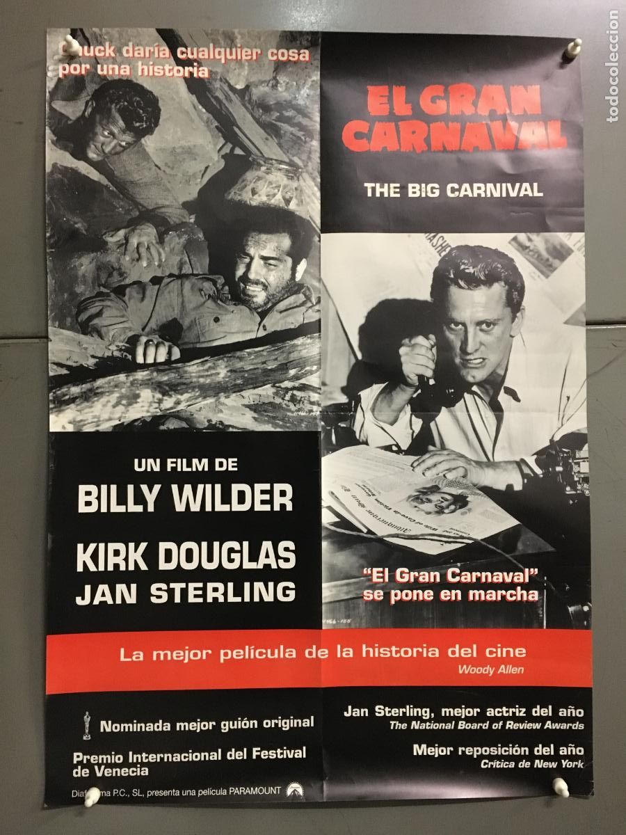 Cine: AEZ42 EL GRAN CARNAVAL KIRK DOUGLAS BILLY WILDER POSTER ORIGINAL ESPA&Ntilde;OL 50x70 h0