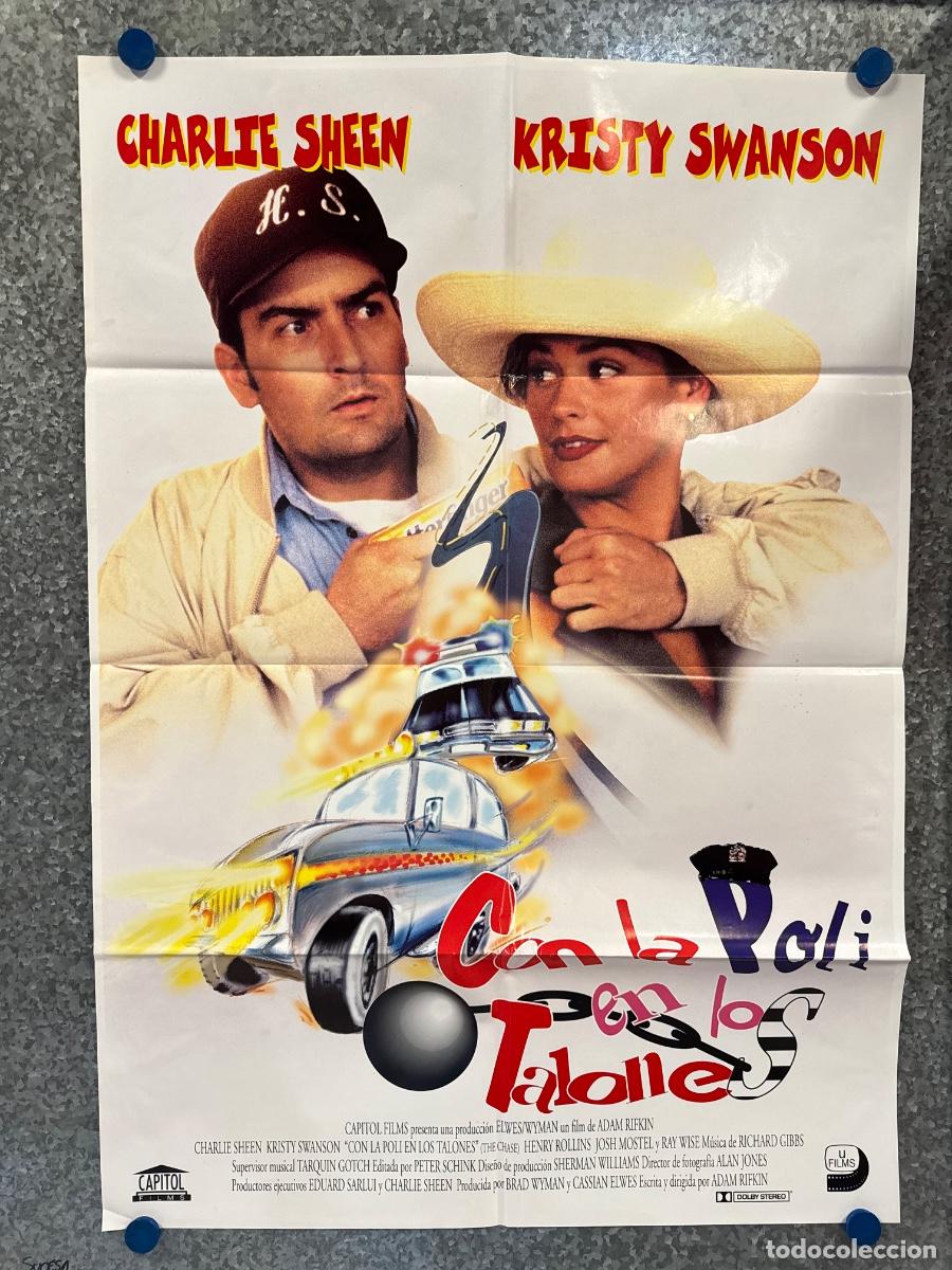 Cine: Con la poli en los talones, Charlie Sheen, Kristy Swanson, A&ntilde;o 1990, Poster Original