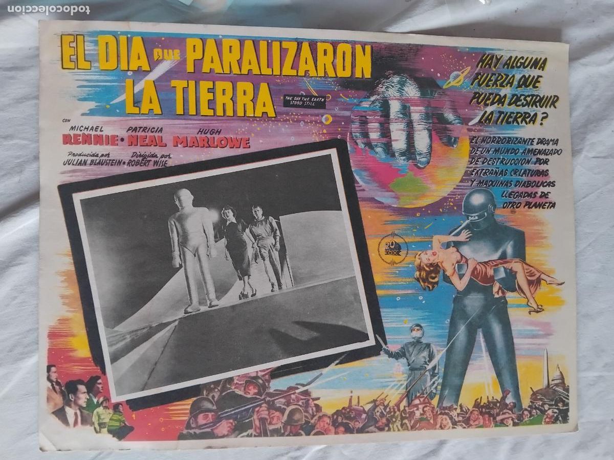 Cine: EL DIA QUE PARALIZARON LA TIERRA. ANTIGUO CARTEL DE CINE EN CARTON 33 X 42 CM.