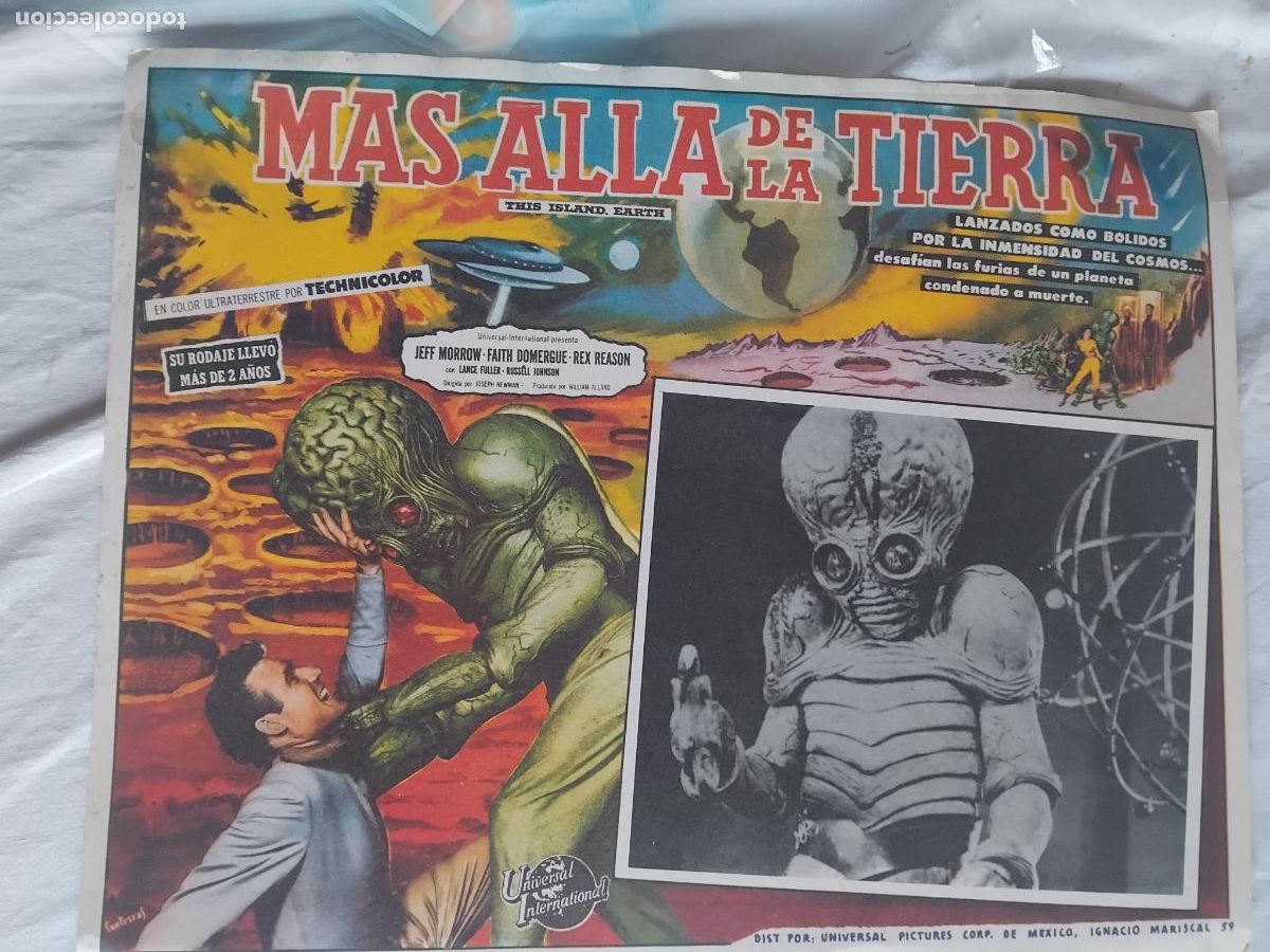 Cine: MAS ALLA DE LA TIERRA LA TIERRA. ANTIGUO CARTEL DE CINE EN CARTON 33 X 42 CM.