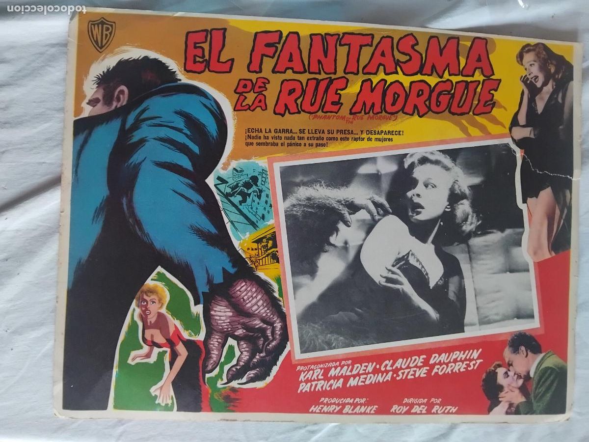 Cine: EL FANTASMA DE LA RUE MORGUE. ANTIGUO CARTEL DE CINE EN CARTON 33 X 42 CM.