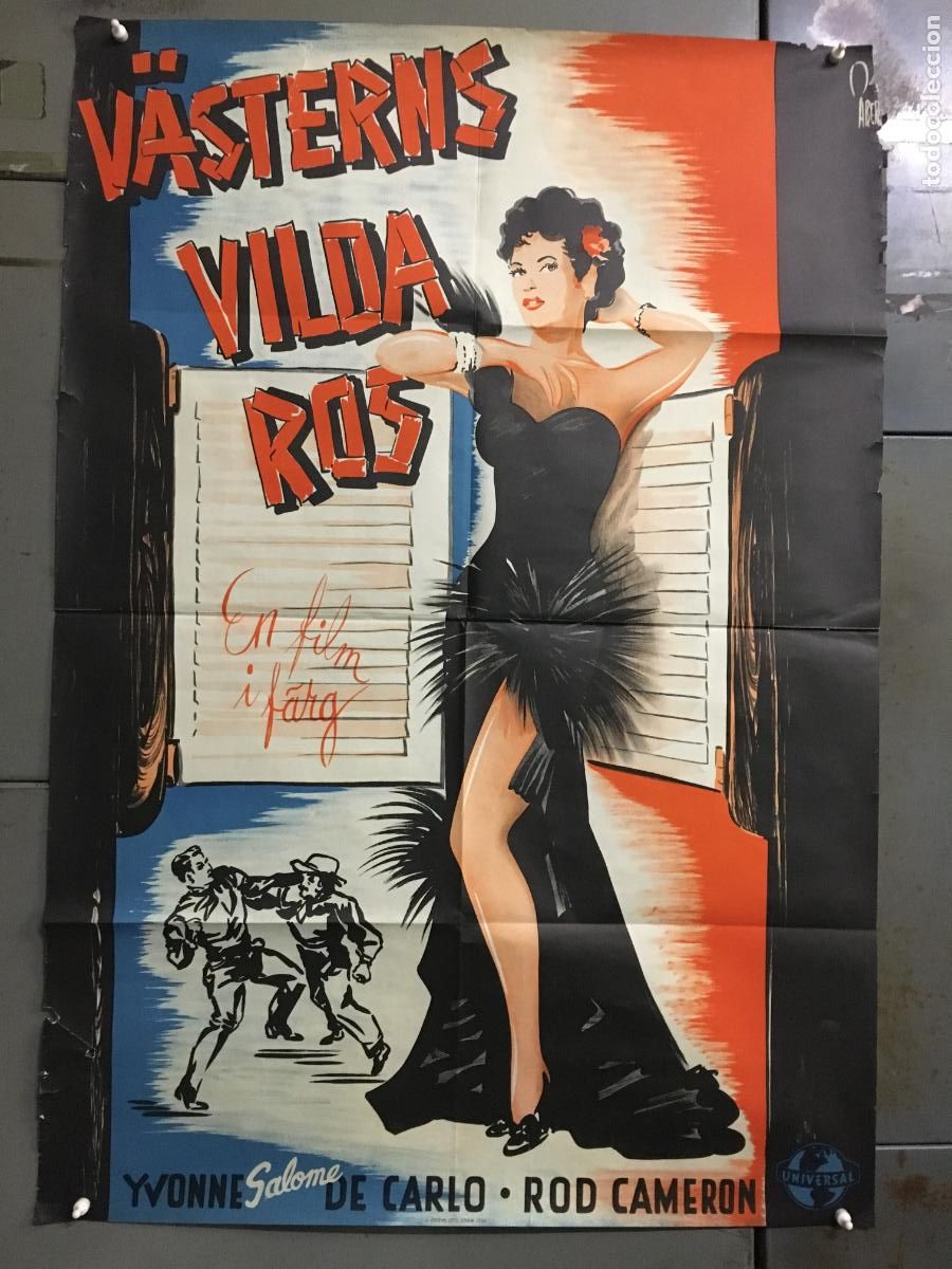Cine: AEZ49 LA DAMA DE LA FRONTERA YVONNE DE CARLO POSTER ORIGINAL SUECO 70X100 h0