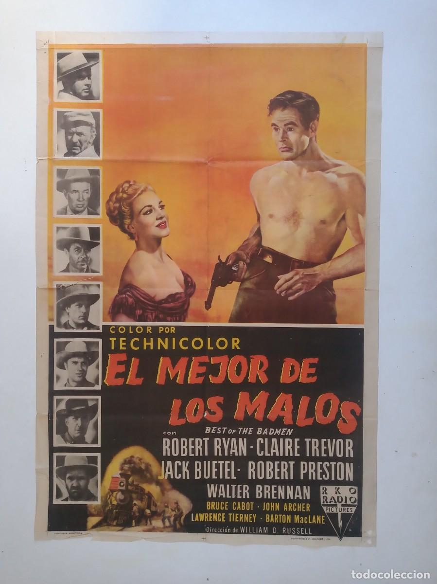 Cine: EL MEJOR DE LOS MALVADOS (1951) cartel argentino 75 X 110 litografico Robert Ryan Claire Trevor RKO