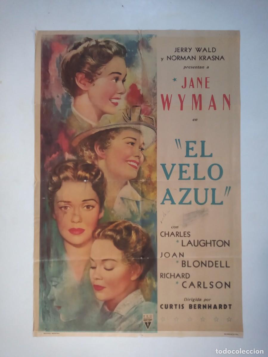 Cine: EL VELO AZUL (1951) cartel 75 X 110 litografico Jane Wyman Charles Laughton Joan Blondell
