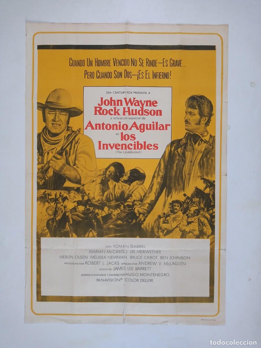 Cine: LOS INVENCIBLES (1969) cartel 75 X 110 litografico John Wayne, Rock Hudson VAQUEROS oeste