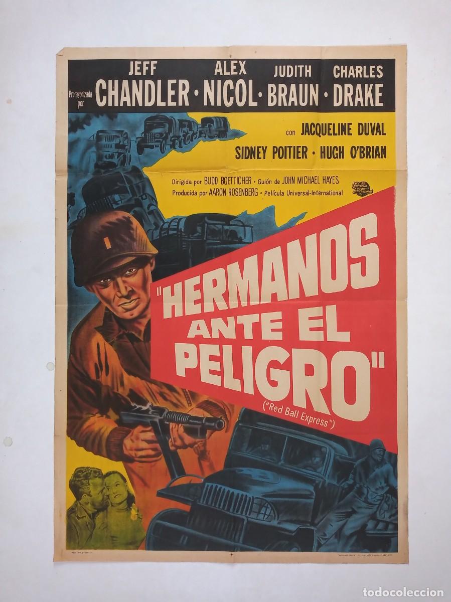 Cine: HERMANOS ANTE EL PELIGRO (1952) cartel 75 X 110 litografico Budd Boetticher Jeff Chandler GUERRA