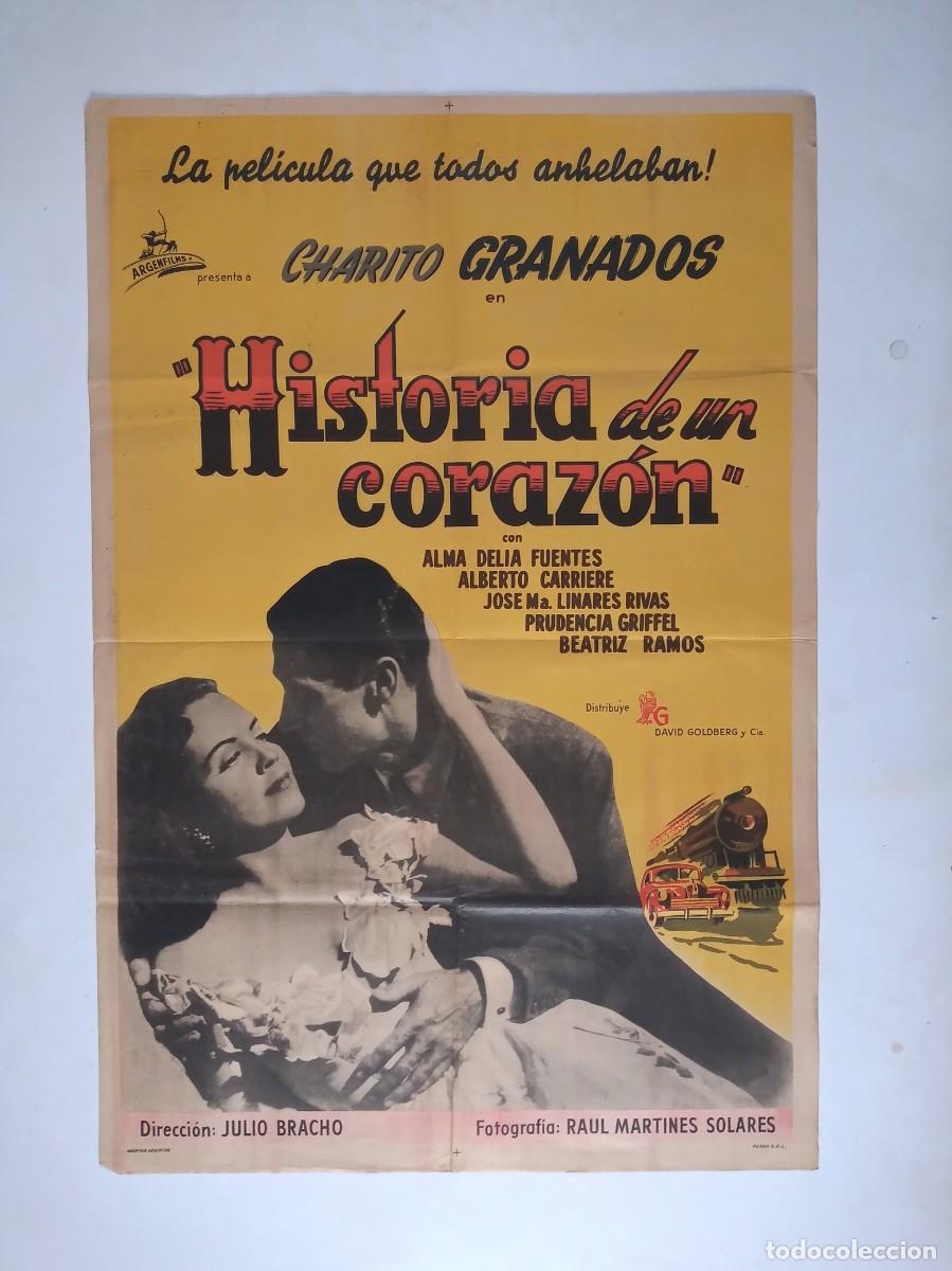 Cine: HISTORIA DE UN CORAZON (1951) cartel 75 X 110 litografico Mexico Julio Bracho Rosario Granados