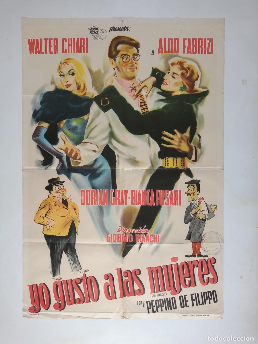 Cine: YO GUSTO A LAS MUJERES (1955) cartel 75 X 110 litografico IO PIACCIO Walter Chiari Aldo Fabrizi ital