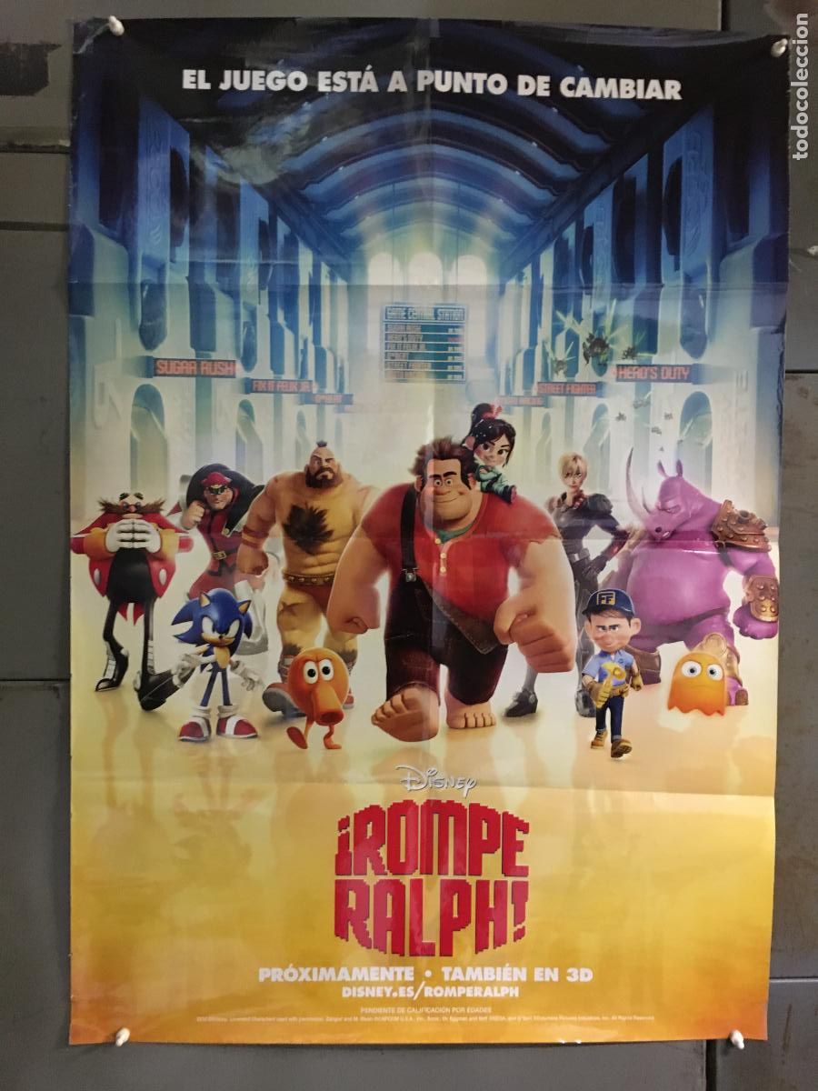 Cine: AEZ58 ROMPE RALPH WALT DISNEY ANIMACION AVANCE POSTER ORIGINAL ESTRENO 70X100 h0