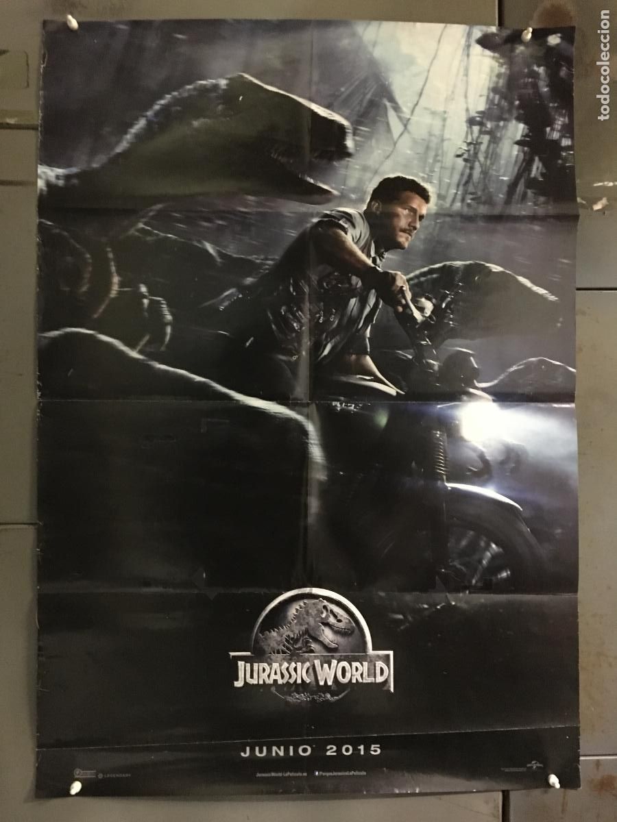 Cine: AEZ60 JURASSIC WORLD CHRIS PRATT STEVEN SPIELBERG PREESTRENO POSTER ORIGINAL ESTRENO 70X100 h0