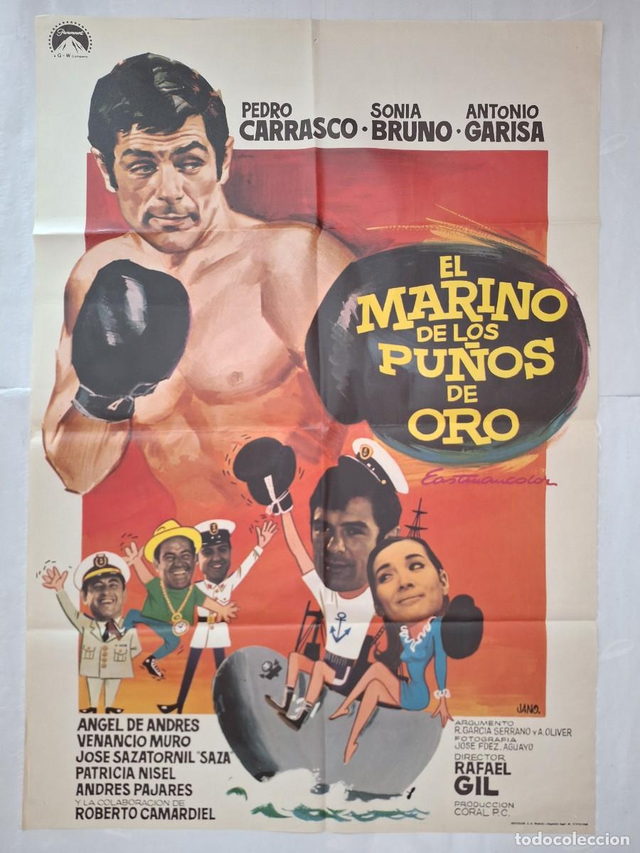 Cine: ANTIGUO CARTEL CINE EL MARINO DE LOS PU&Ntilde;OS DE ORO PEDRO CARRASCO A&Ntilde;O 1968 JANO P-1794 RV