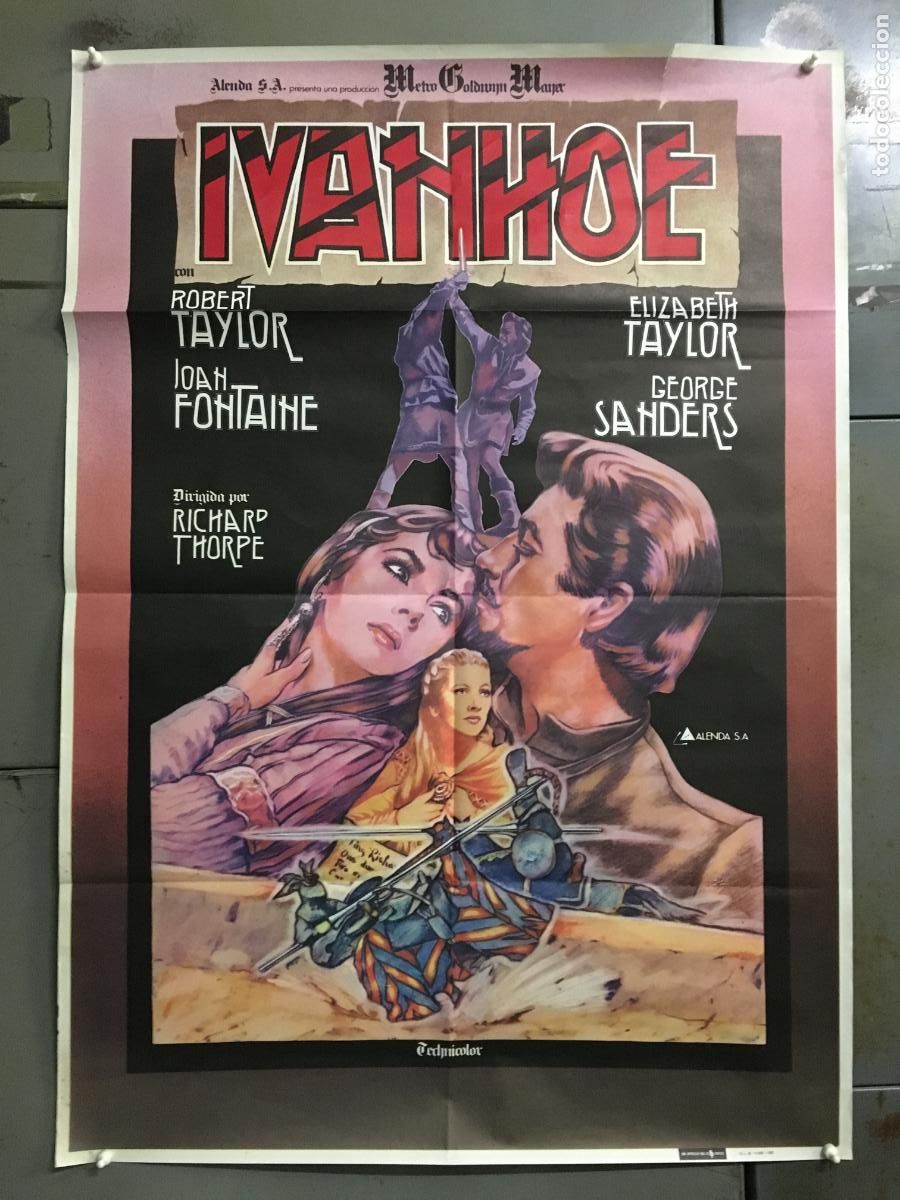 Cine: AEZ87 IVANHOE ROBERT ELIZABETH TAYLOR IVAN ZULUETA POSTER ORIGINAL 70X100 ESPA&Ntilde;OL r-81 h0