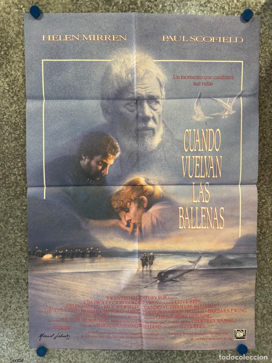 Cine: Cuando vuelvan las ballenas, Hellen Mirren, Paul Scofield, A&ntilde;o 1989, POSTER ORIGINAL