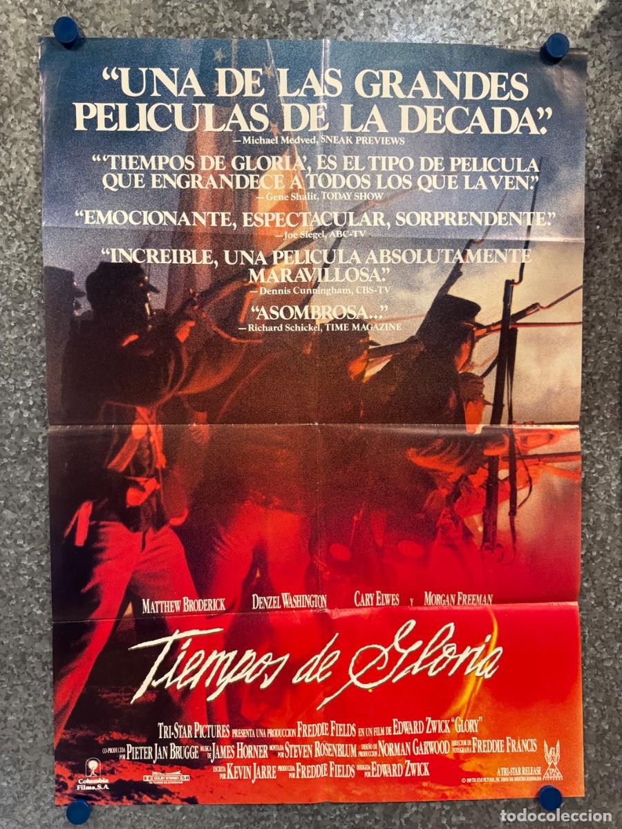 Cine: Tiempos de Gloria, Matthew Broderick , Denzel Washington, A&ntilde;o 1989, POSTER ORIGINAL