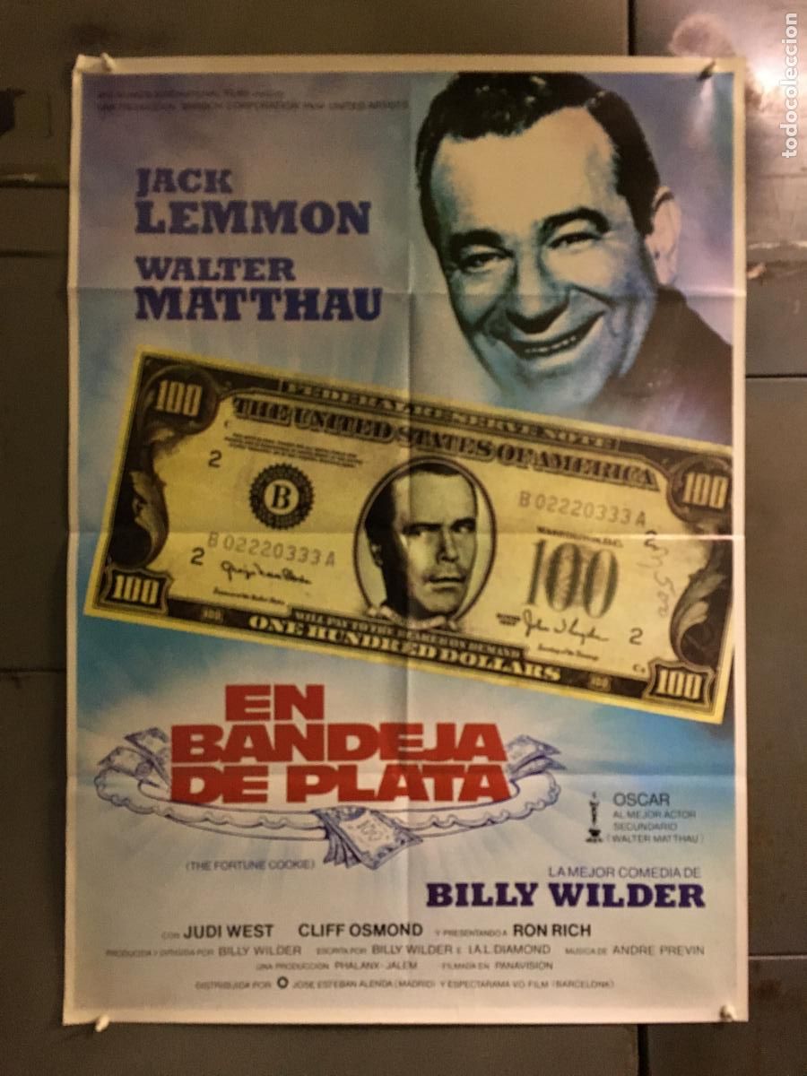Cine: AEZ97 EN BANDEJA DE PLATA JACK LEMMON WALTER MATTHAU BILLY WILDER POSTER ORIGINAL 70X100 ESPA&Ntilde;OL h0