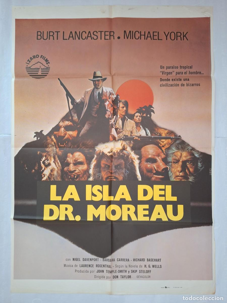 Cine: ANTIGUO CARTEL CINE LA ISLA DEL DR. MOREAU BURT LANCASTER MICHAEL YORK A&Ntilde;O 1977 P-1814 RV