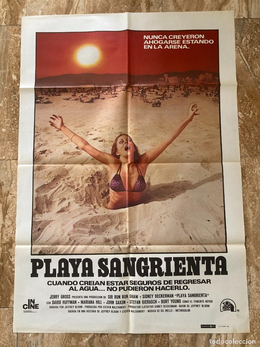 Cine: Cartel cine original PLAYA SANGRIENTA (1981) / 70x100 / Jeffrey Bloom - John Saxon - Burt Young