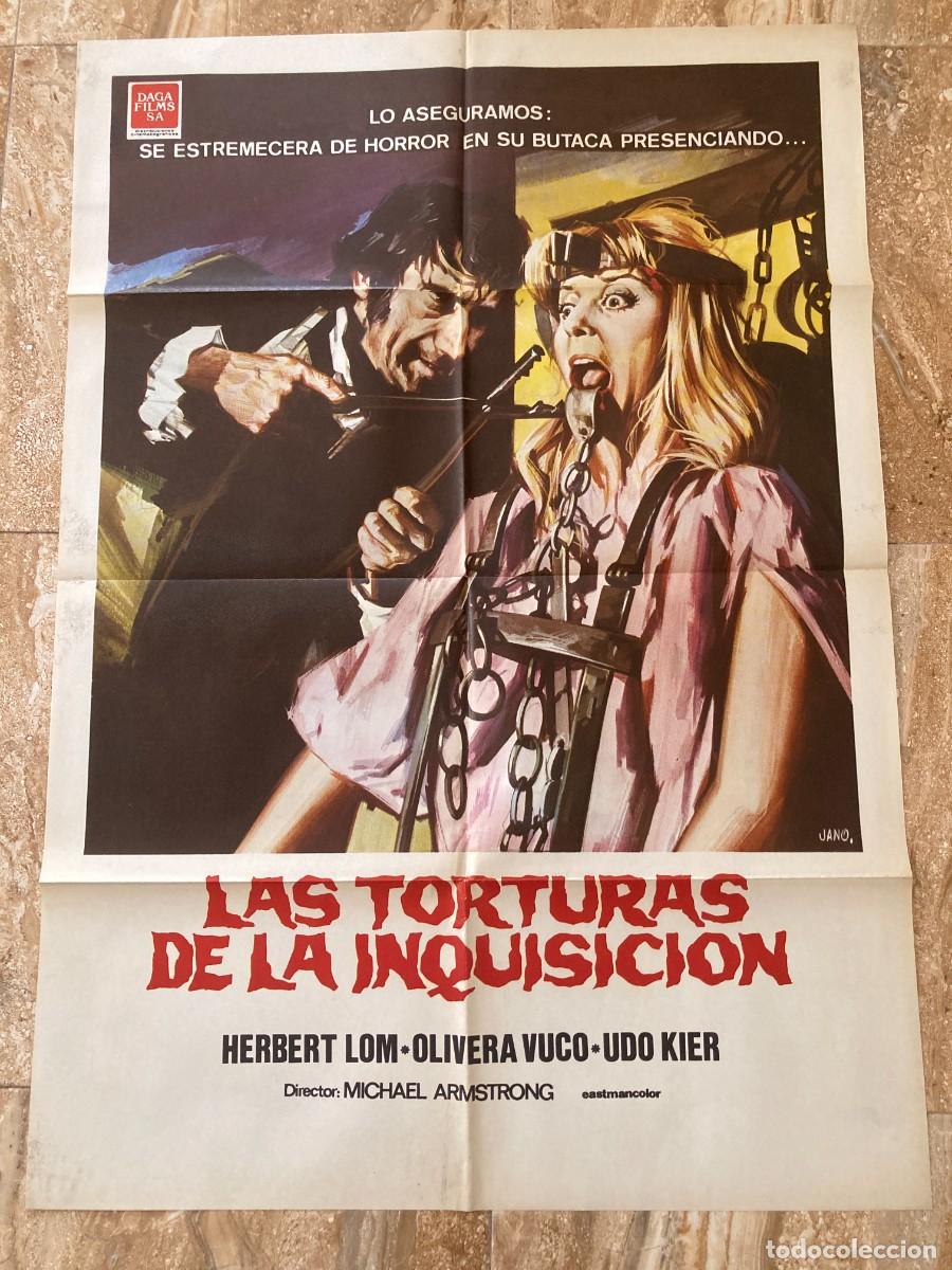 Cine: Cartel cine original LAS TORTURAS DE LA INQUISICION (1970) 70x100 / Herbert Lom - Udo Kier / JANO
