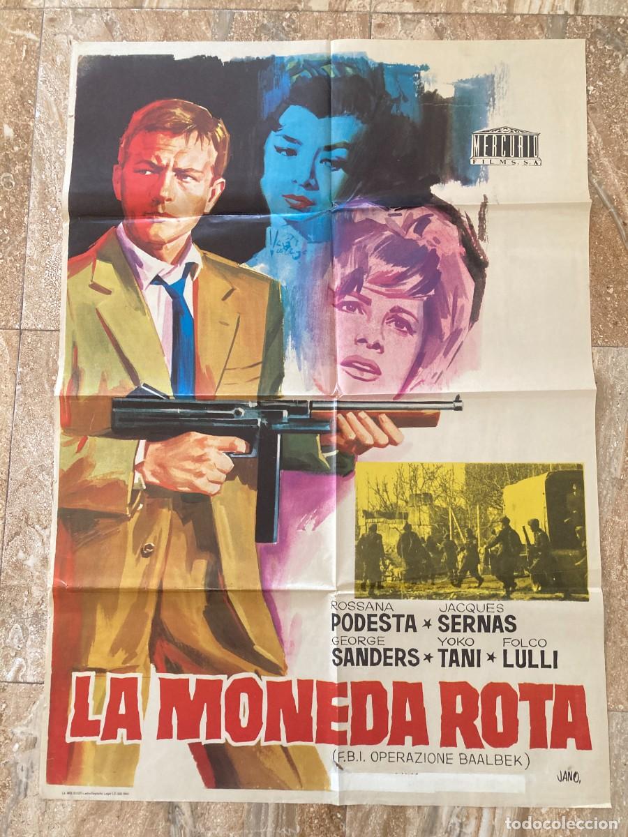 Cine: Cartel cine original LA MONEDA ROTA (1964) 70x100 / Rossana Podest&agrave; - George Sanders / JANO