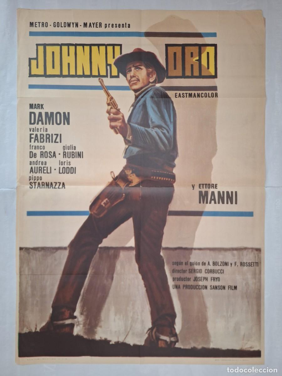 Cine: ANTIGUO CARTEL CINE JOHNNY ORO MARK DAMON SPAGHETTI WESTERNS A&Ntilde;O 1966 P-1822 RV