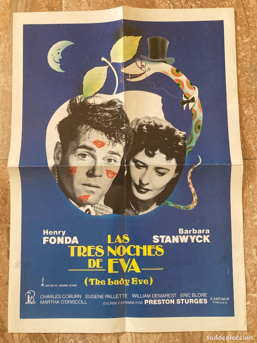 Cine: Cartel cine original LAS TRES NOCHES DE EVA (1941) 50x70 / Preston Sturges - Barbara Stanwyck