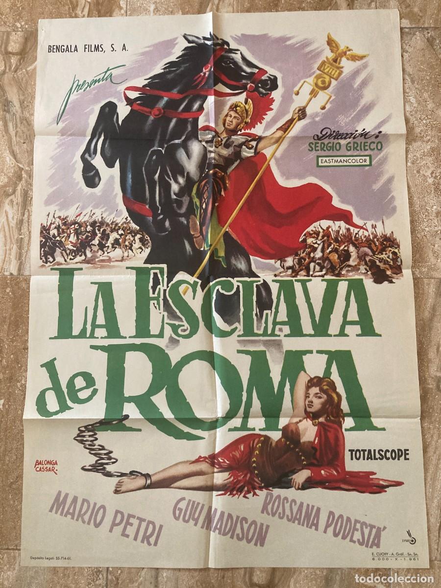 Cine: Cartel cine original LA ESCLAVA DE ROMA (1961) 70x100 / Rossana Podest&agrave;